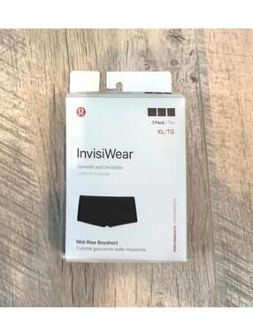 New in Box Lululemon Athletica InvisiWear Mid-Rise Boyshort Black 3-Pack XL